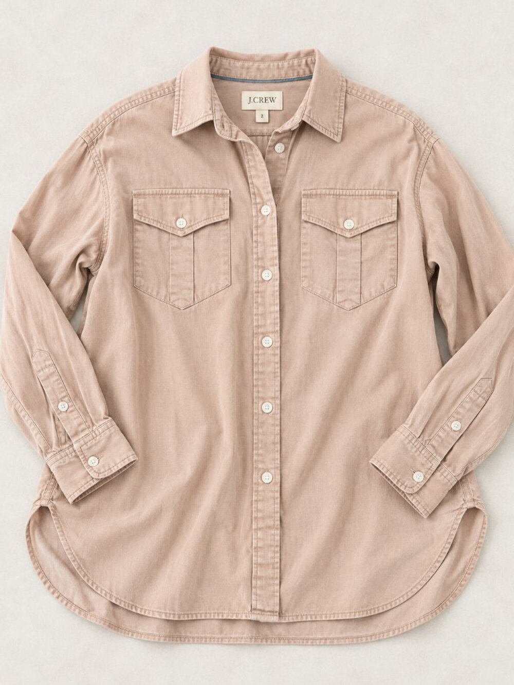 J.Crew Blush Pink Utility Button Down Shirt Relaxed Fit Size 2